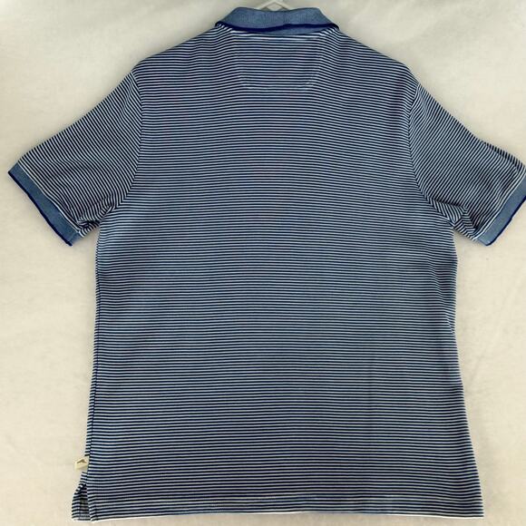 Tommy Bahama Men's Striped Polo Shirt, Blue/White, Size M - Marlin Logo - Picture 2 of 14
